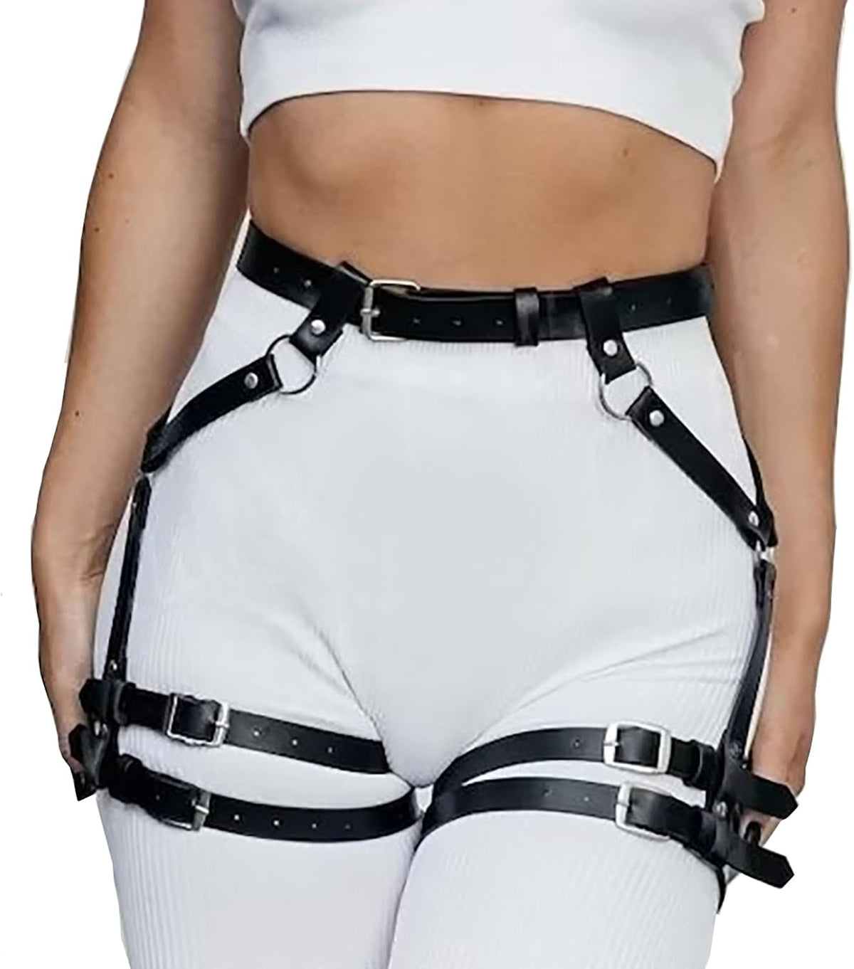 Punk Leather Thigh Harness,Punk Waist Chain Belt for women's and girls' jewelry belt body chains for Halloween