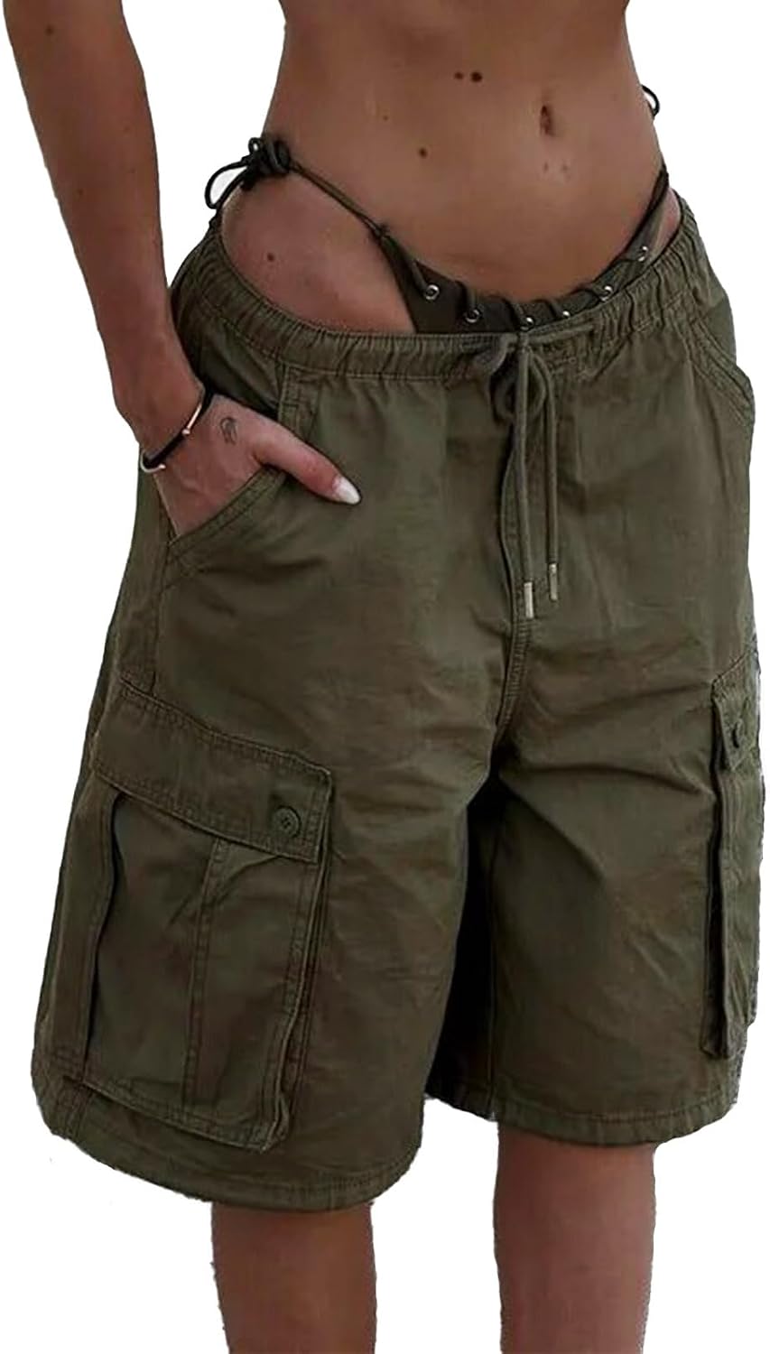 Women's Cargo Jeans High Waist Loose Fit Stretchy Distressed Denim Pants Multi-Pockets Casual Workwear Streetwear