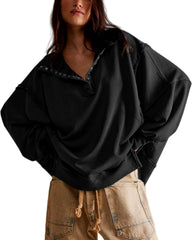 Oversized Sweatshirt for Women, Sweatshirt for Women Oversized Casual Long Sleeve Button Henley Neck Pullover Tops