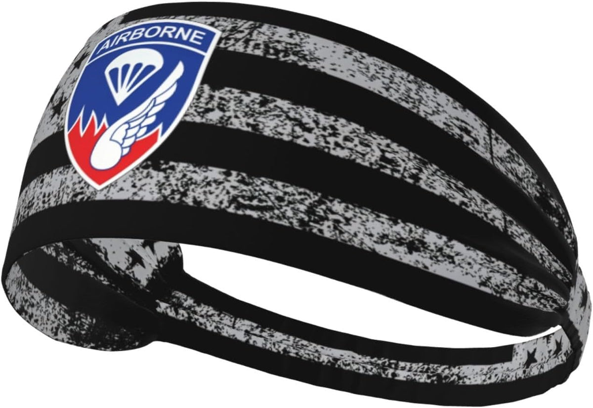 187th Infantry Regiment Airborne Sweat Headbands for Men, Non-Slip Headband,Sports Workout Head Wrap for Running Tennis Gym, Moisture Wicking Stretchable