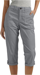 Capris for Women Dressy Casual Summer Elastic Waist Straight Leg Crop Pants Hiking Capri Joggers with Pockets