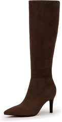 Knee High Boots Women Pointed Toe Tall Boots 3 In Stiletto High Heel Long Boots Side Zipper Dress Knee High Boots