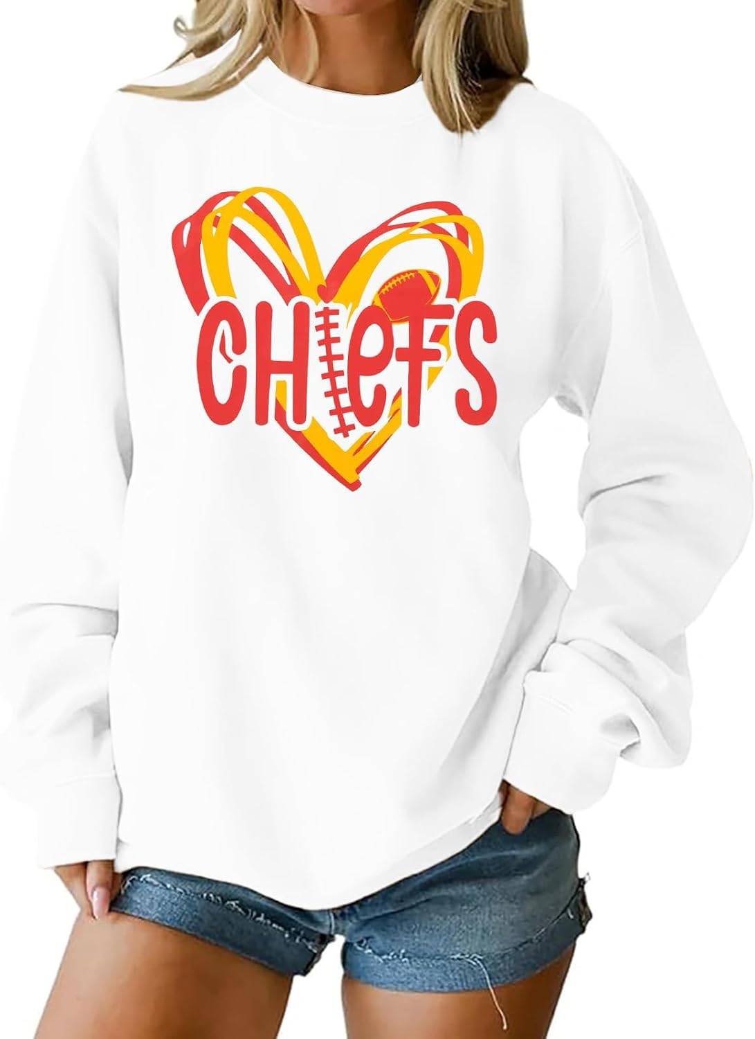 Game Day Sweatshirts for Women Football Heat Sweatshirt Oversized Crewneck Long Sleeve Pullover Top Shirt Outfits