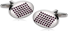Gualiy Men Cufflinks, Men's Stainless Steel Cufflinks Dots Pattern Oval Cufflink Jewelry
