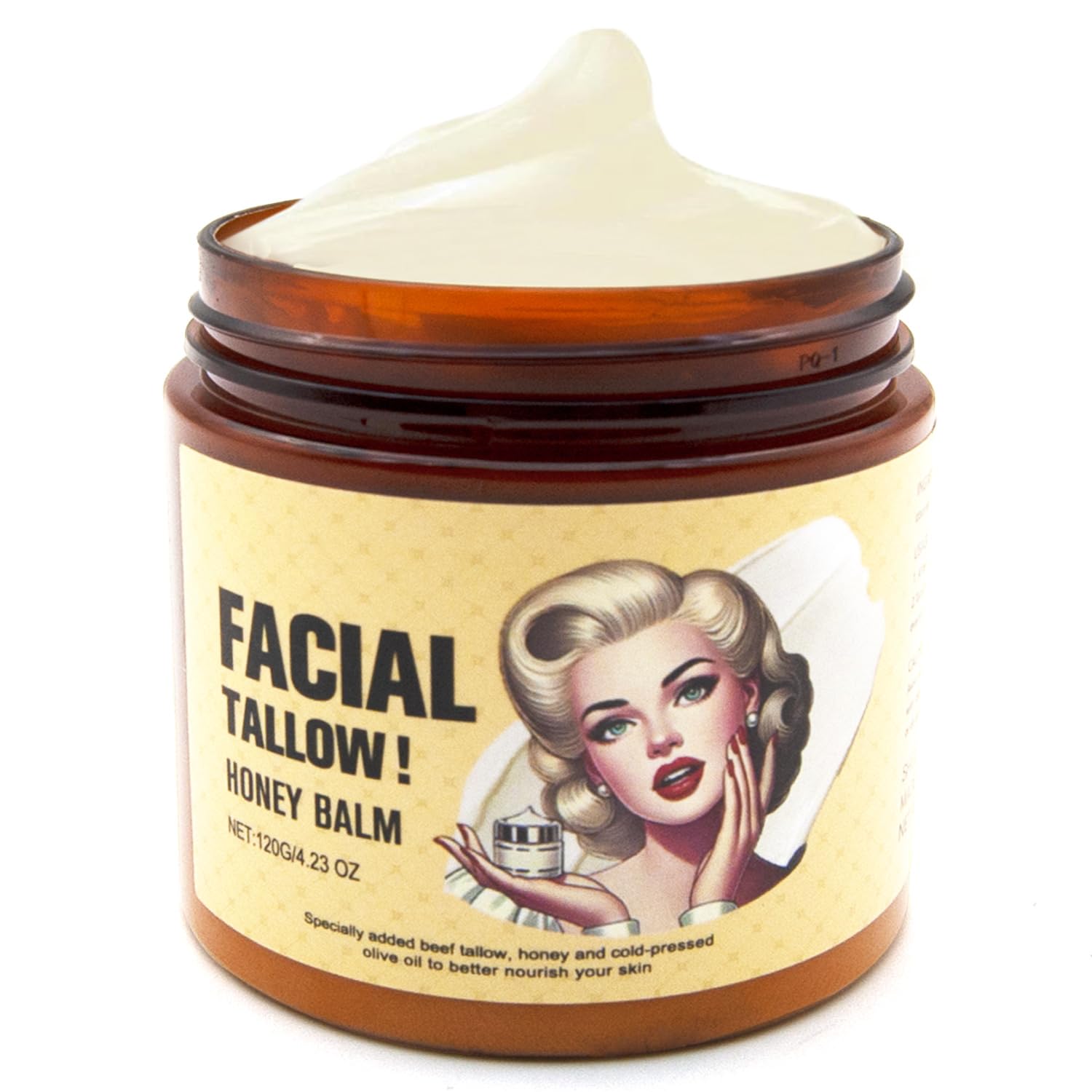 Beef Tallow for Skin,Tallow and Honey Balm,Tallow Face Moisturizer Beef Tallow for Face,Grass Fed Grass Finished Organic Faces Cream,Moisturizer,Body Lotion,Skin Care,Body Cream(1PC)