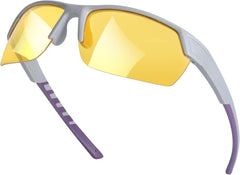 SIPHEW Night Driving Glasses for Men Women, Wrap Around Glasses Yellow Anti Glare Polarized for Night Vision