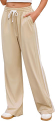 Quenteen Women's Wide Leg Pants Casual High Waisted Baggy Straight Sweatpants Drawstring Athletic Joggers with Pockets