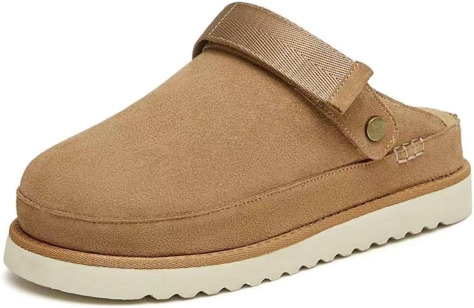 Fashionable Women's Casual Mules and Hoodies, Outdoor Non Slip Slippers, Suede Adjustable Heel with Slippers