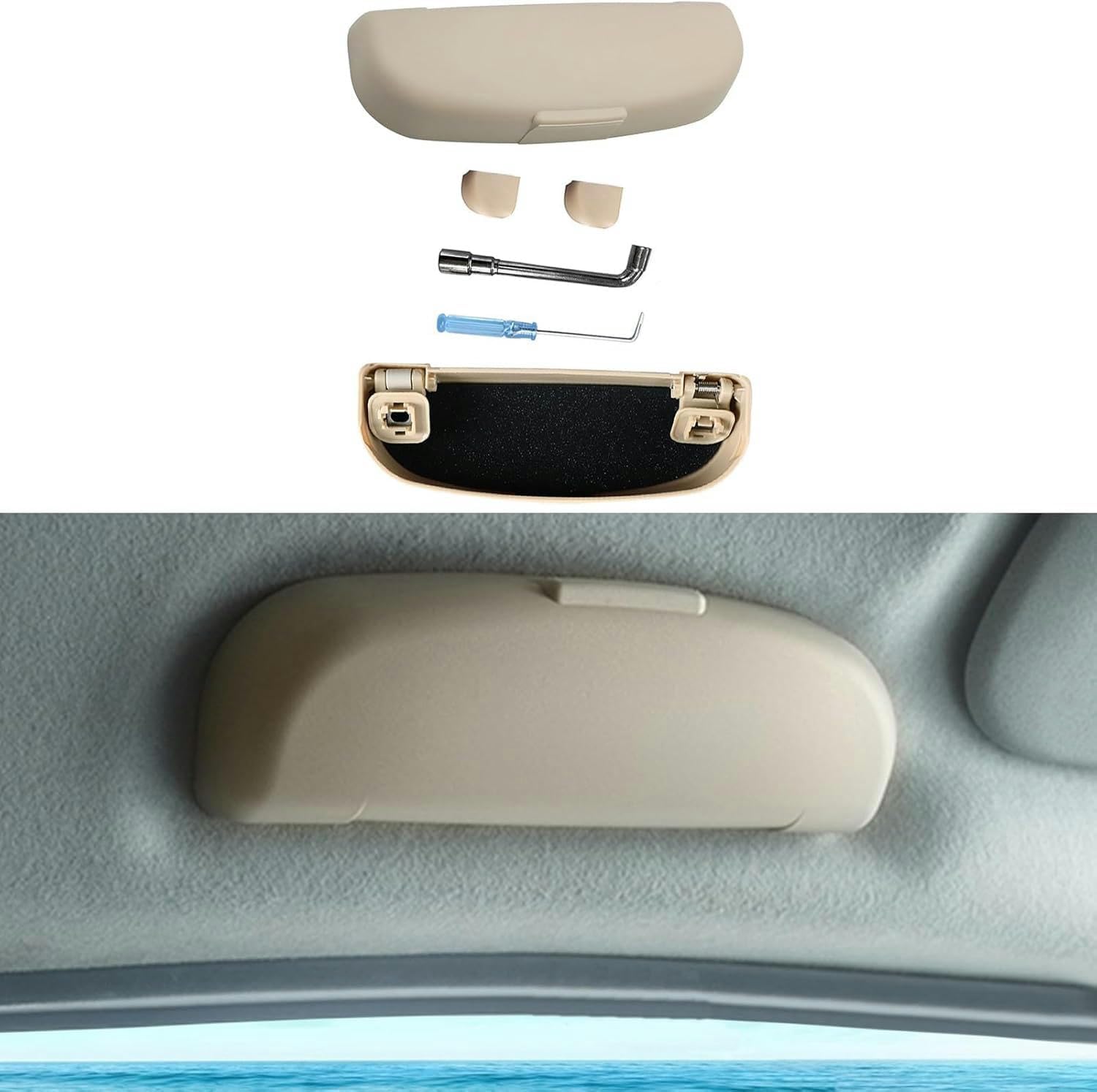 Car Eyeglasses Storage Box Glasses Case Compatible with Audi SQ5 2014-2017 Sunglasses Case Holder Grab Handle Storage Box