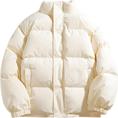 Puffer Jacket Winter Windproof Warm Stand Collar Zip-Up Quilted Jackets Lightweight Winter Warm Long Sleeve Parkas