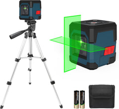 Laser Level, RockSeed Cross Line Laser with Self-Leveling, Vertical and Horizontal Line, Rotatable 360 Degree, Carrying Pouch, Battery Included (Green with 47 inch Tripod)