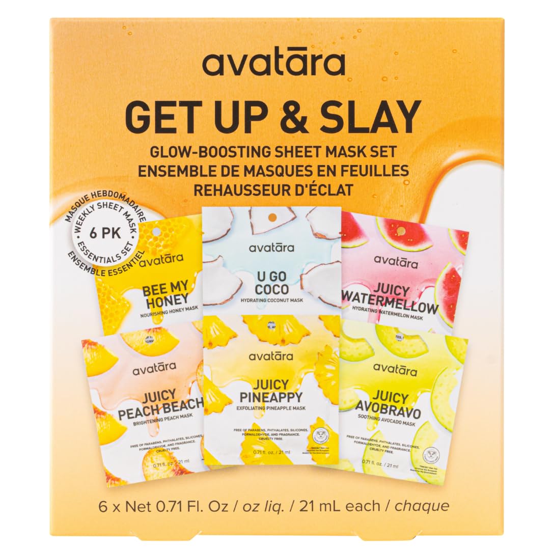 Avatara Dewy Daydream 6-Pack Water-Gel Mask, You C This? Vitamin C Masks, 3 Pack & Re-Dew Niacinamide Water-Gel Masks, 3 Pack | 0.71 fl.oz /21 mg