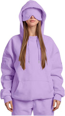 Hoodies for Women with Eye Mask Built In, Comfort Airplane Wearable Blanket Hooded Sweatshirt Women Sleep Clothes