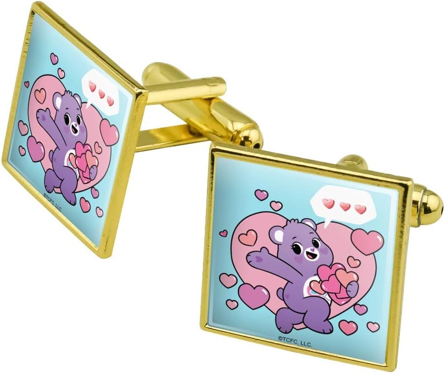 GRAPHICS & MORE Care Bears: Unlock The Magic Share Bear Sharing Hearts Square Cufflink Set - Silver or Gold