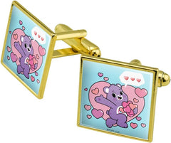GRAPHICS & MORE Care Bears: Unlock The Magic Share Bear Sharing Hearts Square Cufflink Set - Silver or Gold