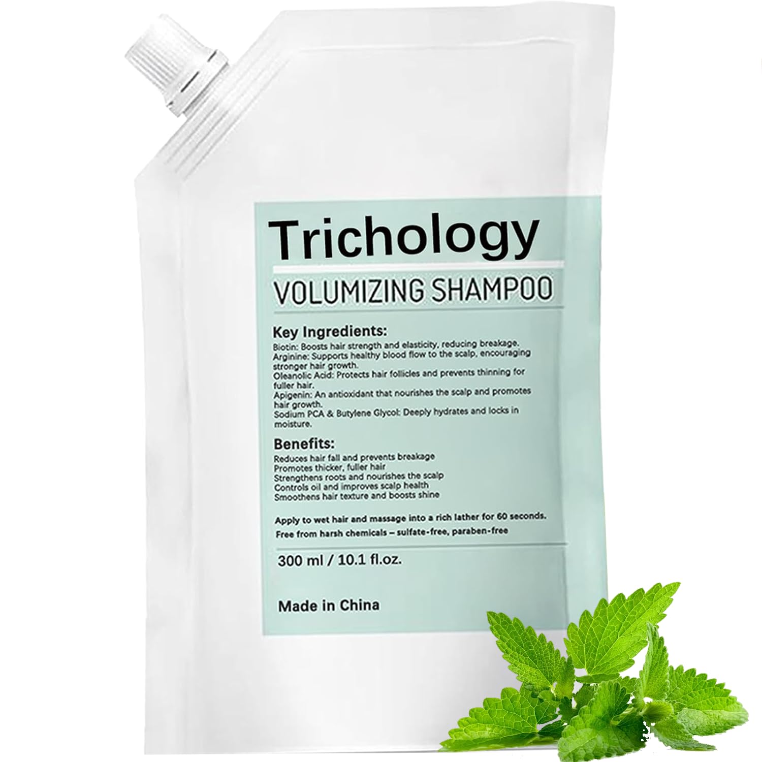 Trichology Shampoo Anti-Hair Fall & Less Shedding & Volumizing Shampoo,Enriched with biotin, arginine, and lauric acid 300ML (1pc)