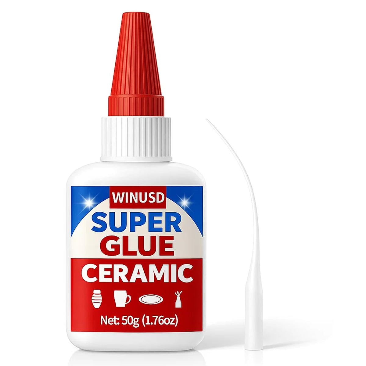 50g Ceramic Super Glue Adhesive - Instant Repair for Porcelain, Pottery, Dishes & Tiles | Waterproof, High Resistant | Strong Bond for Kitchen Sink, Bathroom, DIY Crafts & Home Decor Fixes