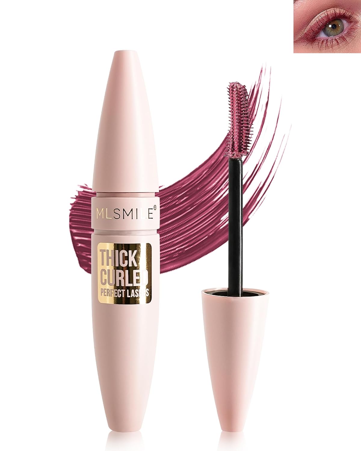 Brown+Burgundy Waterproof Mascara, Lashes Extension Mascara with Dual-Sided Brush, Great for Lengthening and Volumizing Eyelashes, Colored Tube Máscara No Clumping, Long Wear, Smudge-Proof-E