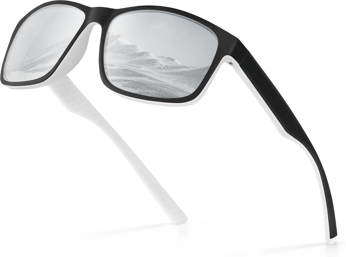 Polarized Sunglasses for Men, Lightweight Mens Sunglasses UV400 Protection, Black Square Sun Glasses Driving Fishing