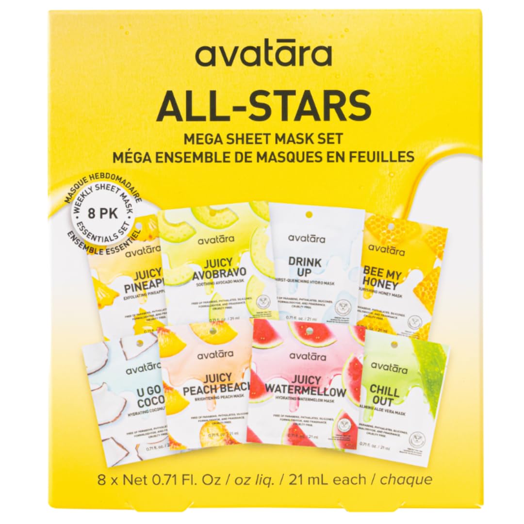 Avatara Dewy Daydream 6-Pack Water-Gel Mask, You C This? Vitamin C Masks, 3 Pack & Re-Dew Niacinamide Water-Gel Masks, 3 Pack | 0.71 fl.oz /21 mg