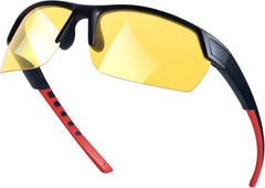 SIPHEW Night Driving Glasses for Men Women, Wrap Around Glasses Yellow Anti Glare Polarized for Night Vision
