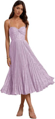 Wchecalino Floral Pleated Wedding Guest Dresses Tea Length Satin Maxi Formal Evening Party Gown with Slit