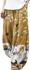 Cute Printed Harem Pants for Women Casual Lightweight Loose Elastic Waist Trousers