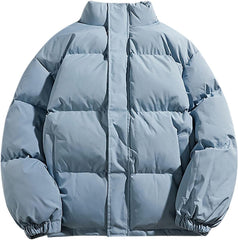 Puffer Jacket Winter Windproof Warm Stand Collar Zip-Up Quilted Jackets Lightweight Winter Warm Long Sleeve Parkas