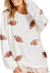 Sequin Game Day Sweatshirt Women Long Sleeve Oversized Sparkly Football Hoodie Pullover Baseball Sweater Tops