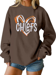 Game Day Sweatshirts for Women Football Heat Sweatshirt Oversized Crewneck Long Sleeve Pullover Top Shirt Outfits