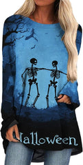 Plus Size Halloween Sweatshirts for Women Long Sleeve Pumpkin Skeleton Sweatshirt Fall Crewneck Bat Ghost Pullover