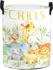 Custom Laundry Hampers with Name Personalized Blue Elephant Laundry Basket Collapsible Clothes Storage