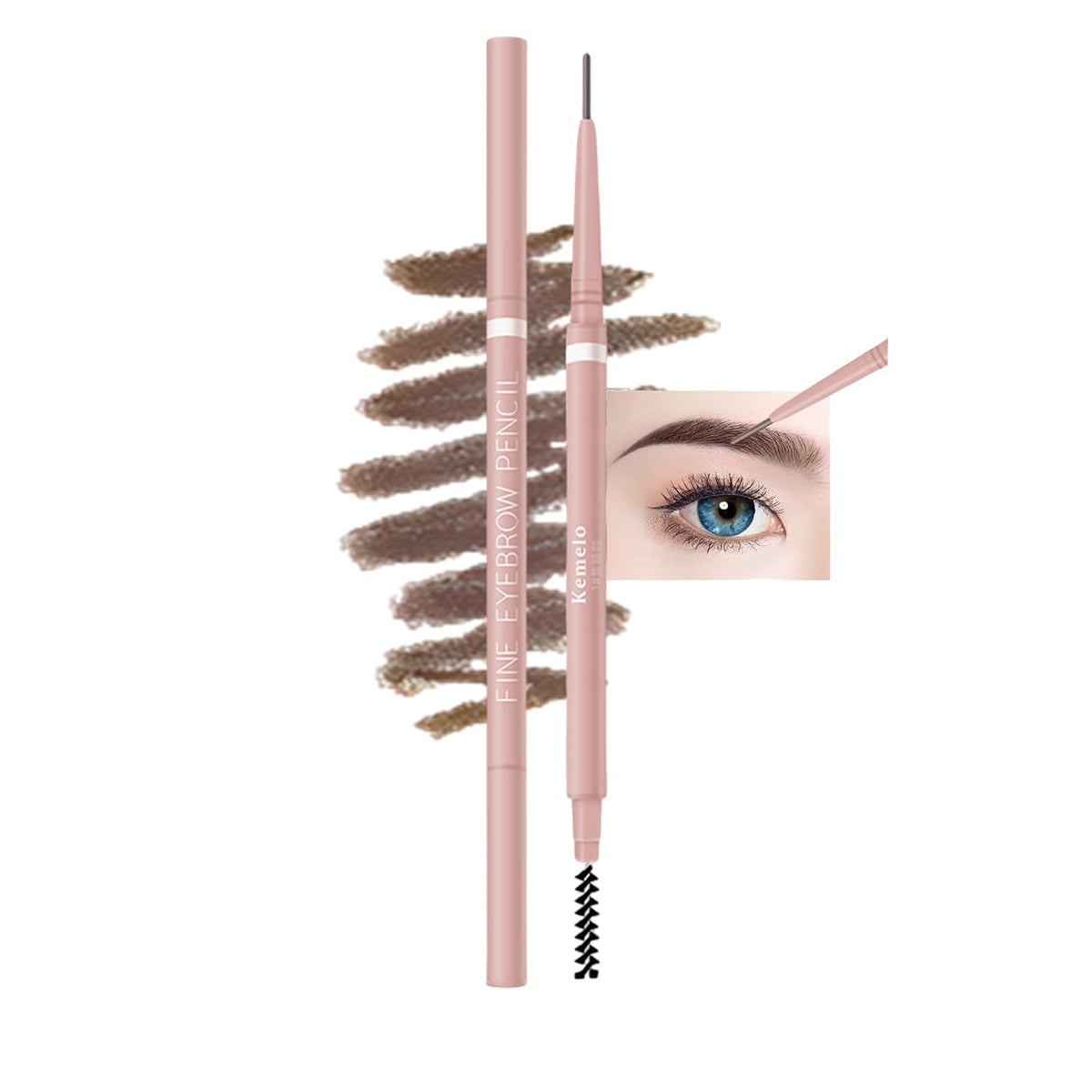 Eyebrow Pencil,2Pcs Professional Micro Brow Pencil with Spoolie Brush,Longwearing Waterproof Eyebrow Pencil,5 Colors to Choose. (#3 Brown)