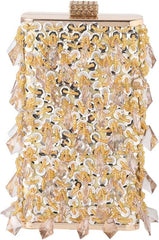 Women's Beaded Dinner Bag Handheld Bag Hard Box Small Square Bag Women's Dress Bag(D)