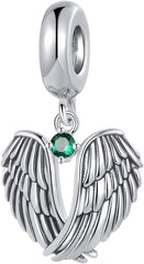 Wings of Angels Love Protection Cubic Zirconia Birthstones Dangle Charm Compatible with Pandora Charms Bracelets