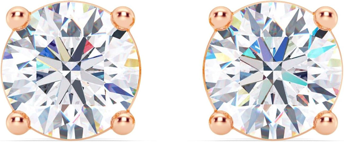 Mens 14k Gold Lab Grown Diamond Stud Earrings (1/2-4 cttw, F-G Color, VS Clarity), 4 Prong, Push Back