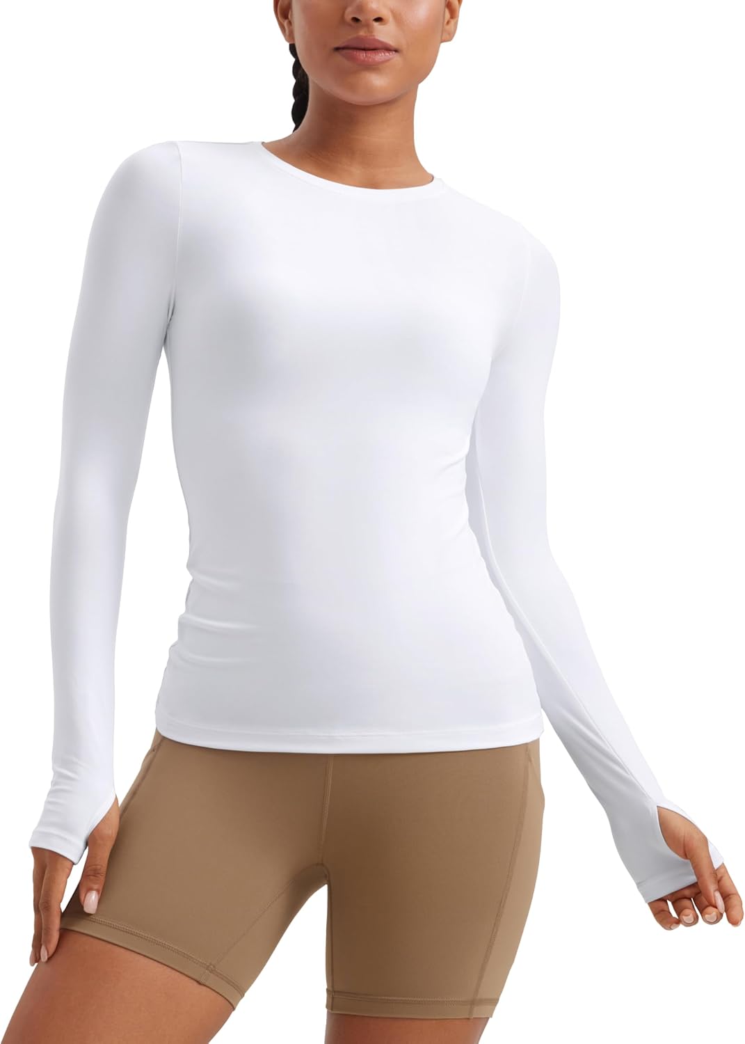 CRZ YOGA Womens Cloudweight Long Sleeve Workout Tops Lightweight Athletic Basic Shirts Soft Casual T-Shirt with Thumb Hole