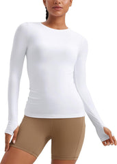 CRZ YOGA Womens Cloudweight Long Sleeve Workout Tops Lightweight Athletic Basic Shirts Soft Casual T-Shirt with Thumb Hole