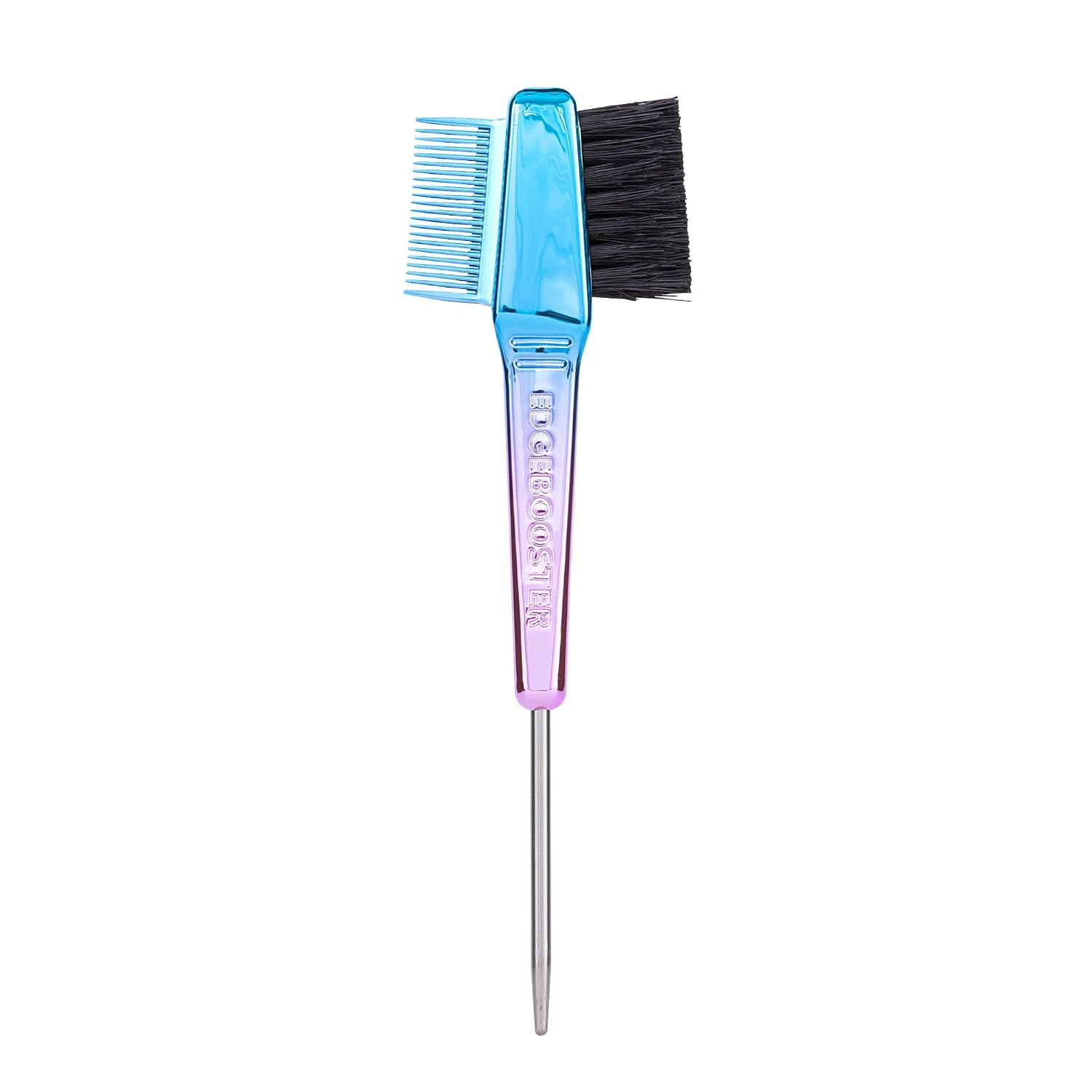Style Factor EDGE BOOSTER® Edge Brush+Comb Mini | Baby Hair Brush/Travel Brush with Compact Case | Travel Size Dual-Ended Boar Bristles & Pintail Comb for Edges, Parting & Styling | Purple/Green