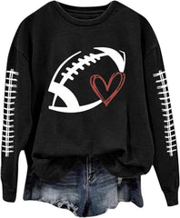 Football Mom Crewneck Sweatshirts Women Funny Printed Graphic Sweatshirts Long Sleeve Game Day Rugby Shirt Pullover
