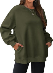Oversized Crewneck Sweatshirt Women Long Sleeve Solid Color Cotton Casual Fall Winter Pullover Sweatshirts Fashion