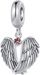 Wings of Angels Love Protection Cubic Zirconia Birthstones Dangle Charm Compatible with Pandora Charms Bracelets
