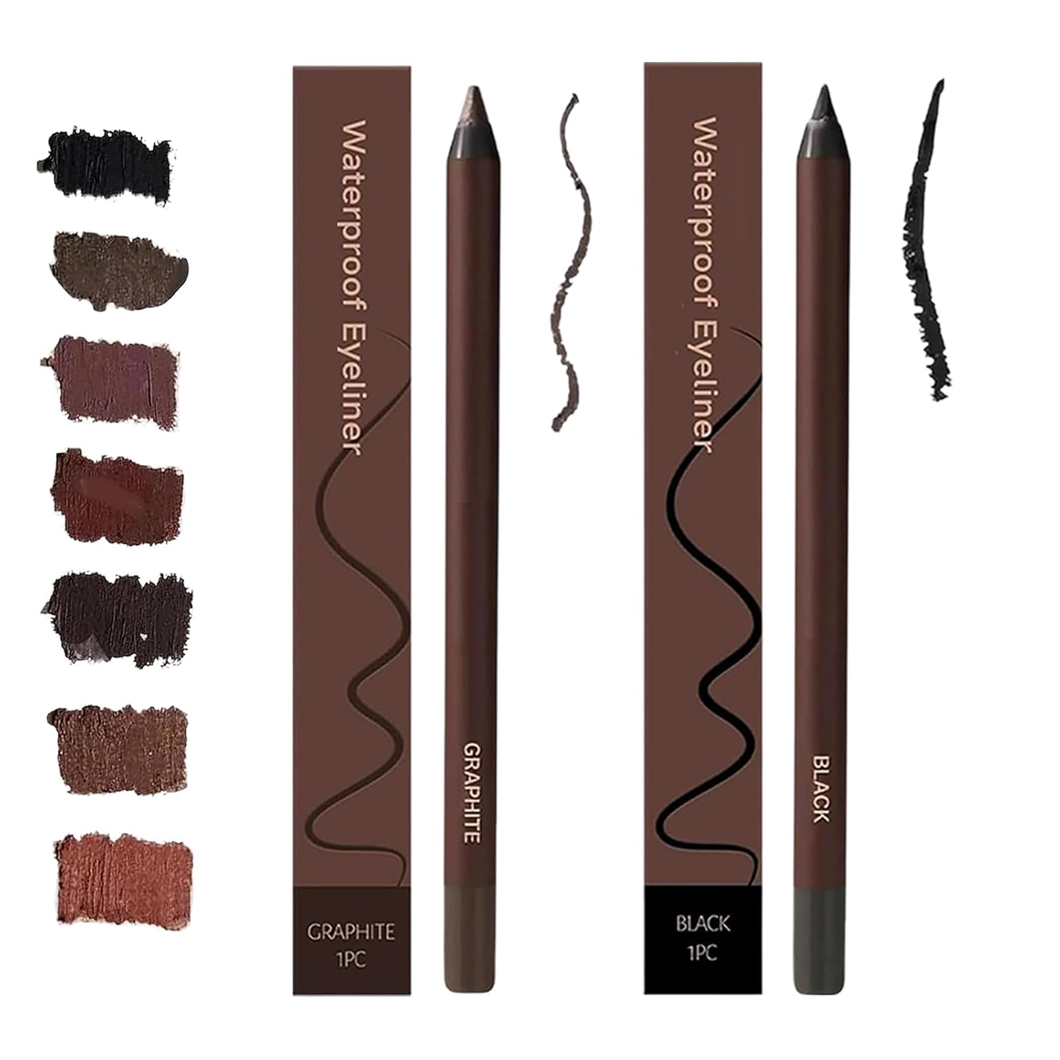 Persona Eyeliner Pencil Waterproof, Waterproof Eyeliner Duo Sharpenable Eye Pencil, No Smudging, Fading, 2 in 1 Eye Liner and Eyebrow Pencils, Smooth and Easy to Color (Chocolate+Brown)
