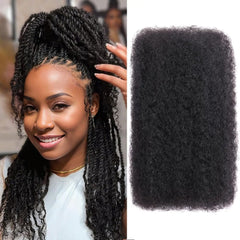 16 Inch Afro Kinkys Bulk Human Hair for Dreadlocks Extensions and Locs Repair 1 Pack 50 Gram Natural Black Color Afro Kinky Curly Human Hair Bulk for Twist