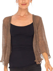 SHU-SHI Sheer Summer Shrug Cardigan Lightweight Mesh Knit Tie Front Cover Up for Dresses, Evenings, Beach