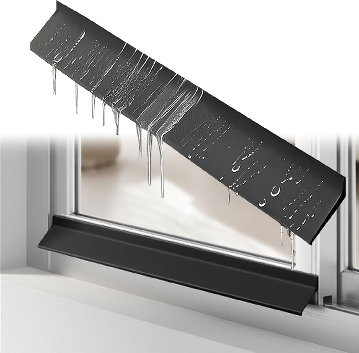 Rubber Door Rain Drip Guard Self-Adhesive, 1.7 in /2.1 in Rain Deflector, Black 1pc, Door and Window Rain Guards House, Rain Drip Edge Diverter, 1m(3.3ft),4.5cm