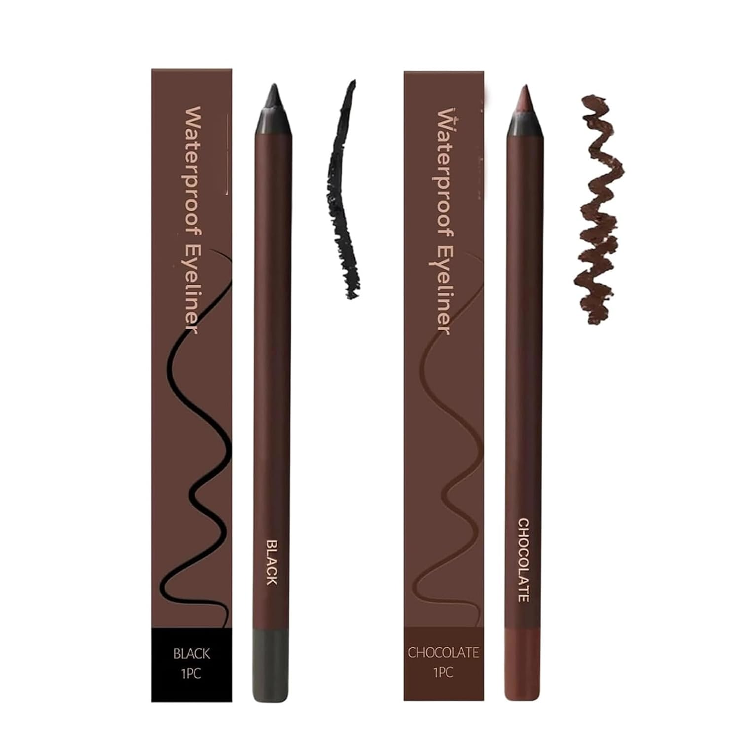 Persona Eyeliner Pencil Waterproof, Waterproof Eyeliner Duo Sharpenable Eye Pencil, No Smudging, Fading, 2 in 1 Eye Liner and Eyebrow Pencils, Smooth and Easy to Color (Chocolate+Brown)
