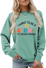Literacy Teacher Sweatshirt Women I Want to Be a Schwa Graphic Long Sleeve Shirt English Reading Teacher Pullovers