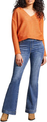 Tribal Women's Audrey Pull-on Flare Jeans with 5 Pockets