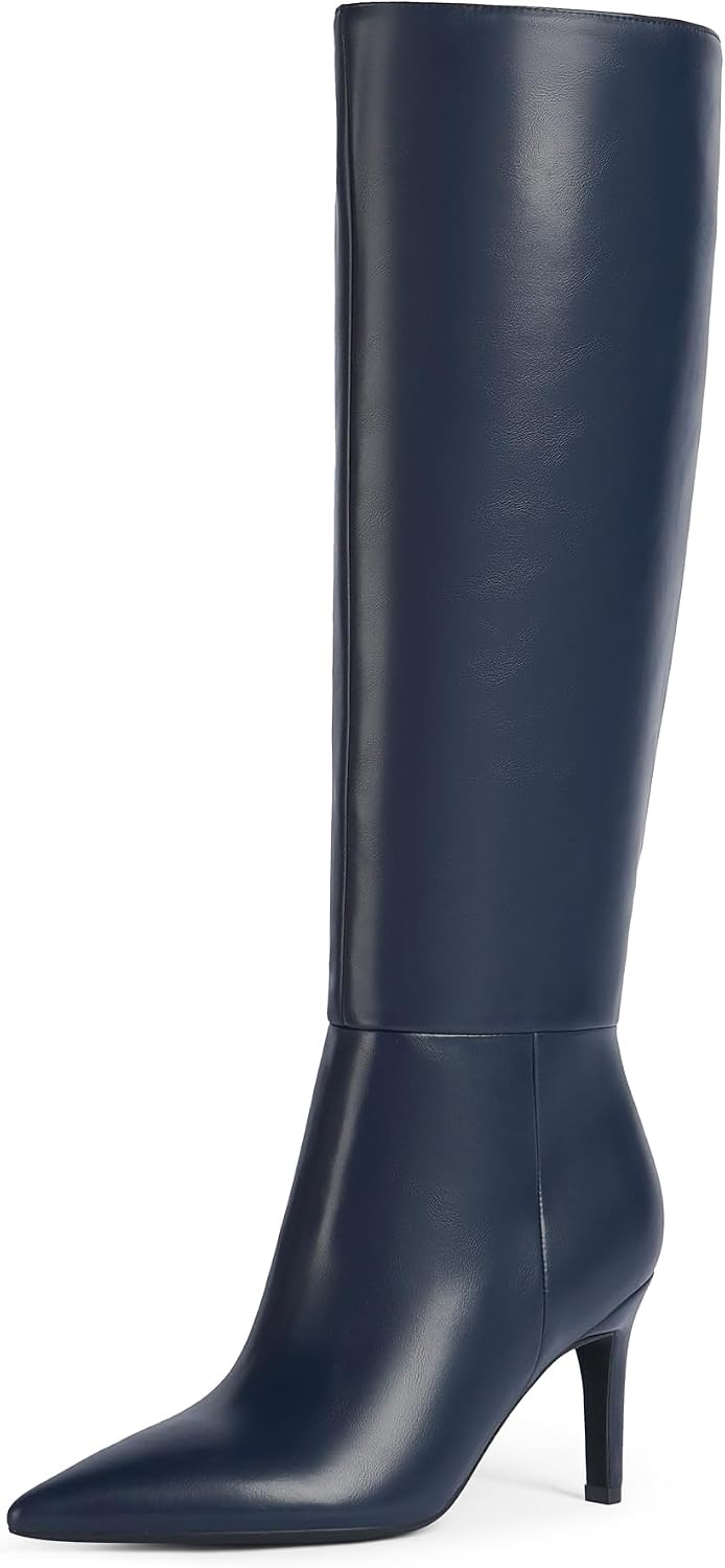 Knee High Boots Women Pointed Toe Tall Boots 3 In Stiletto High Heel Long Boots Side Zipper Dress Knee High Boots